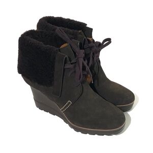 Anthropologie See by Chloe Shearling-Lined Wedge Brown Boots